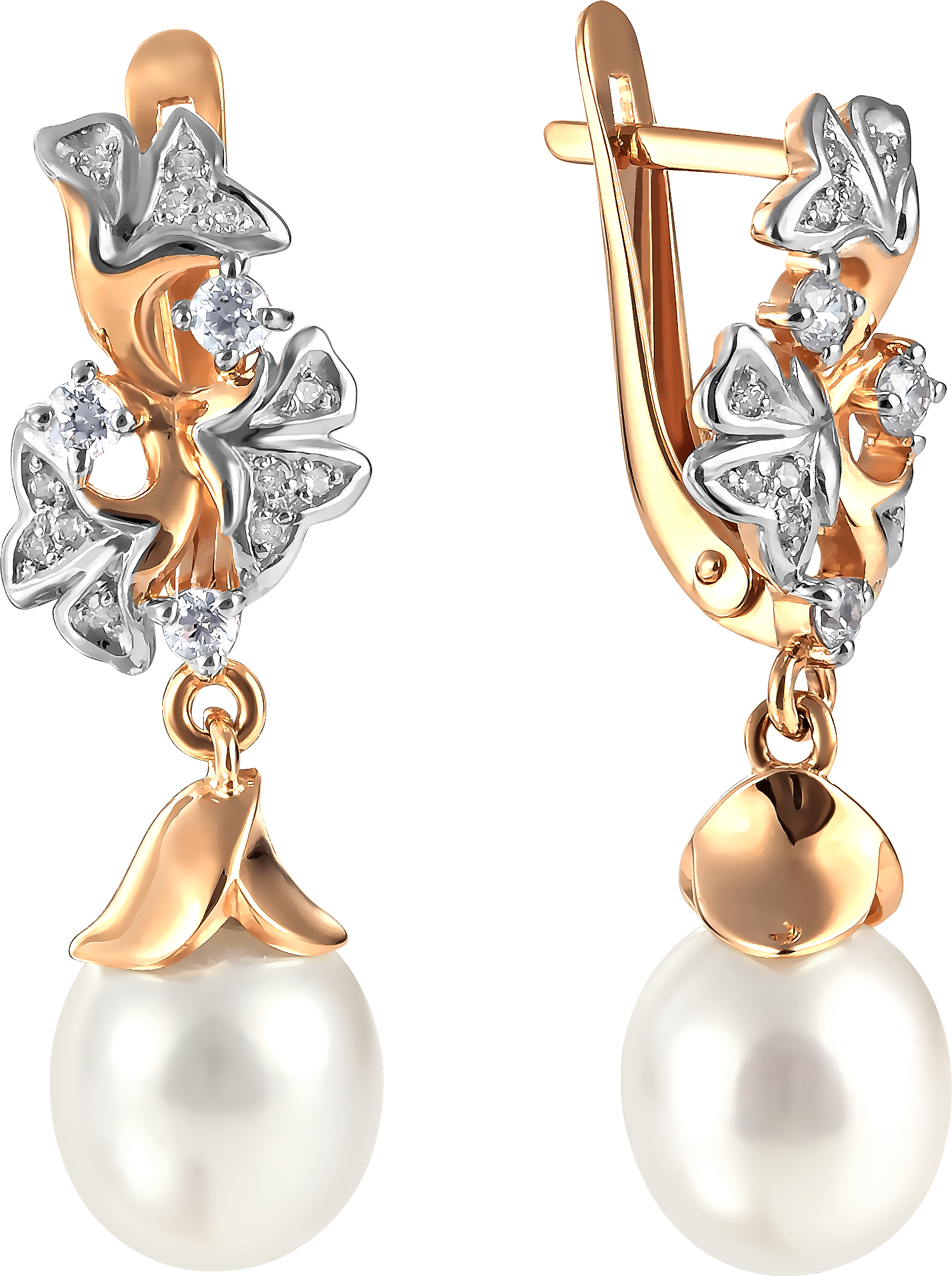 

Серьги женские из золота Примаэксклюзив 290-1-998Р, жемчуг/фианит, 290-1-998Р