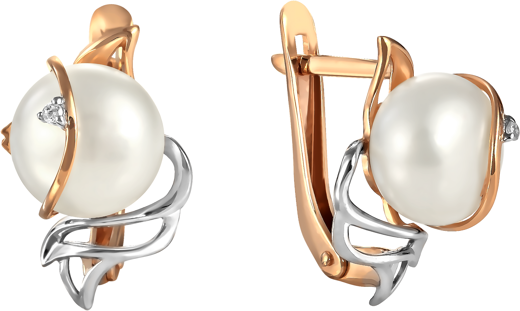

Серьги женские из золота Примаэксклюзив 290-1-988Р, жемчуг/фианит, 290-1-988Р