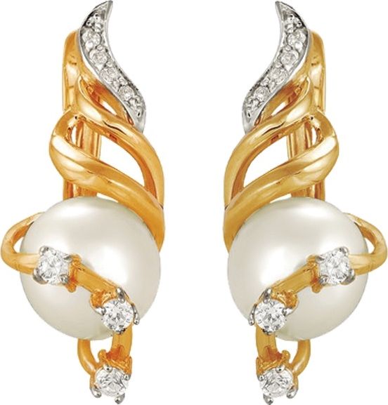 

Серьги женские из золота Примаэксклюзив 290-1-303Р, жемчуг/фианит, 290-1-303Р