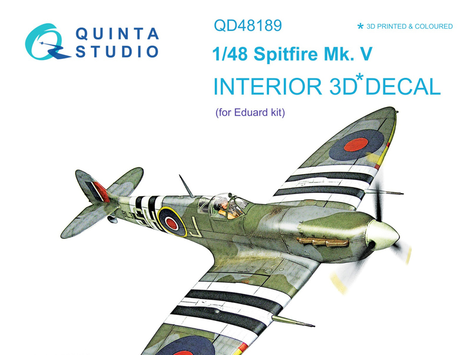 QD48189 3D Декаль интерьера кабины  Spitfire Mk.V для модели Eduard