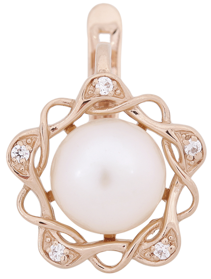 

Серьги женские из золота Примаэксклюзив 290-1-294Р, жемчуг/фианит, 290-1-294Р