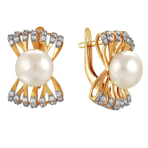 

Серьги женские из золота Примаэксклюзив 290-1-402Р, жемчуг/фианит, 290-1-402Р