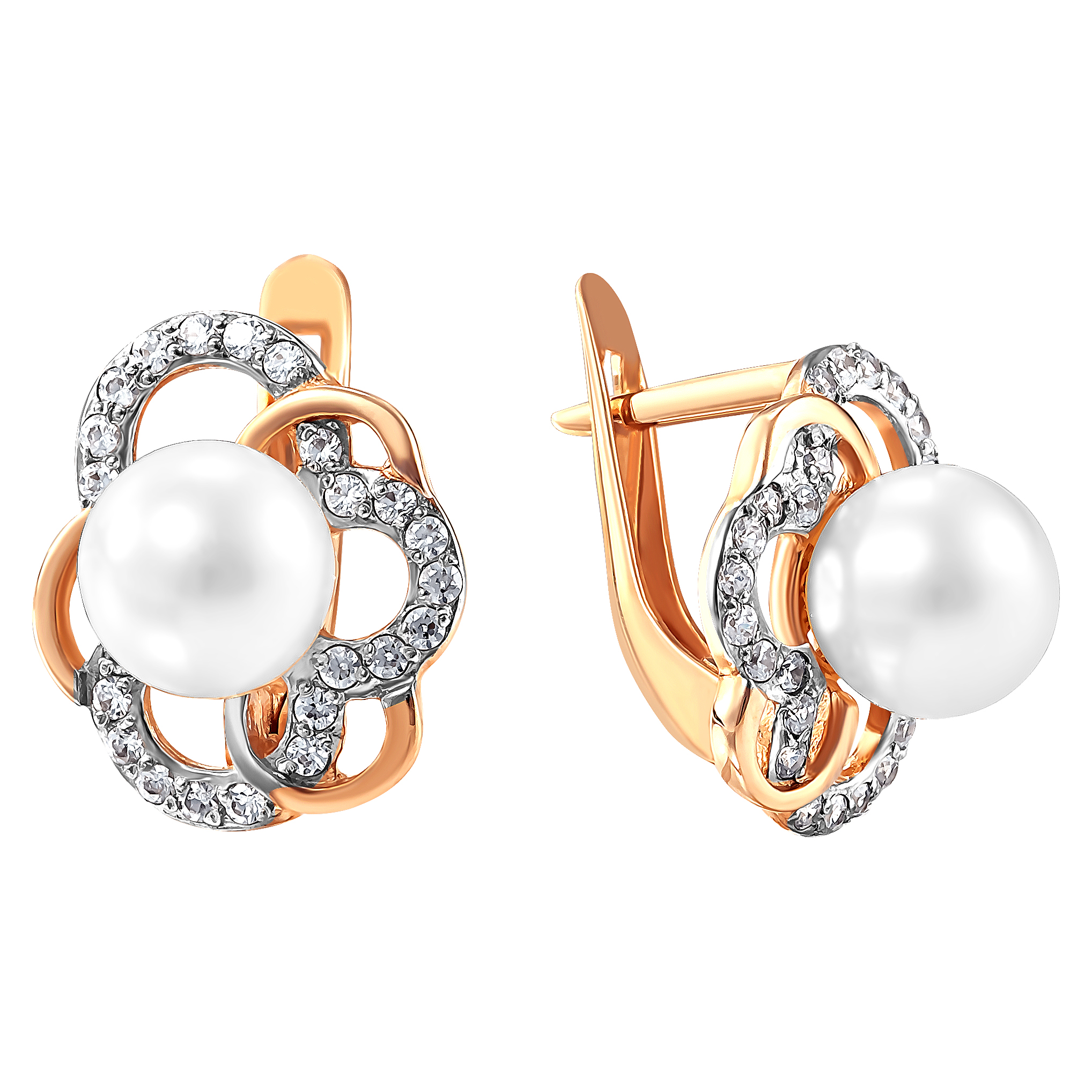 

Серьги женские из золота Примаэксклюзив 290-1-312Р, жемчуг/фианит, 290-1-312Р