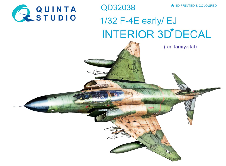 

QD32038 3D Декаль интерьера кабины F-4E early/F-4EJ для модели Tamiya, Однотонный