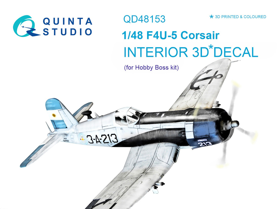 

QD48153 3D Декаль интерьера кабины F4U-5 для модели Hobby Boss, Однотонный
