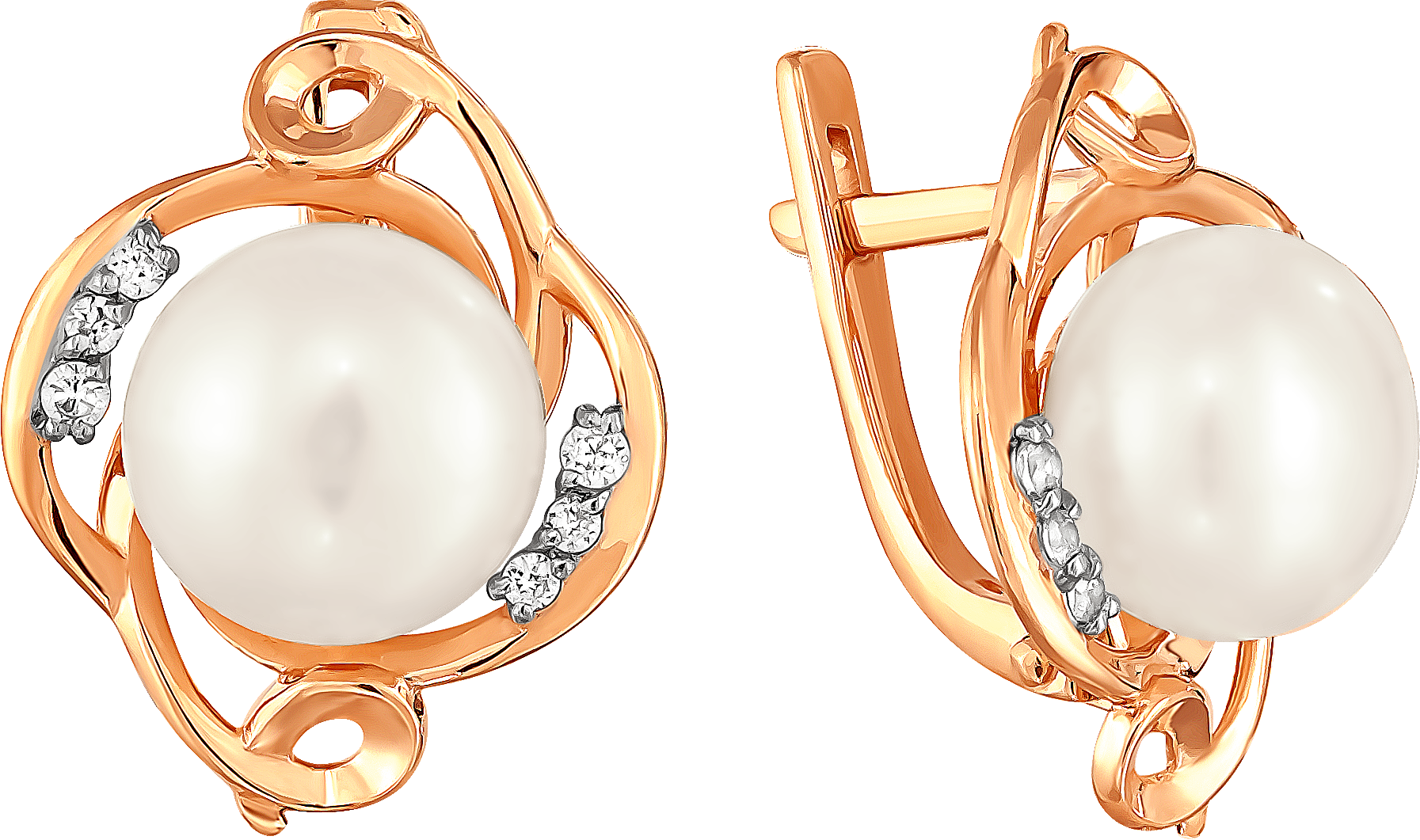 

Серьги женские из золота Примаэксклюзив 024-0815, жемчуг/фианит, 024-0815