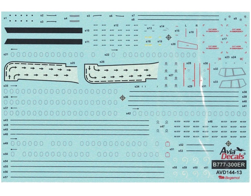 AVD14413B Декаль Боинг 777-300 технические надписи
