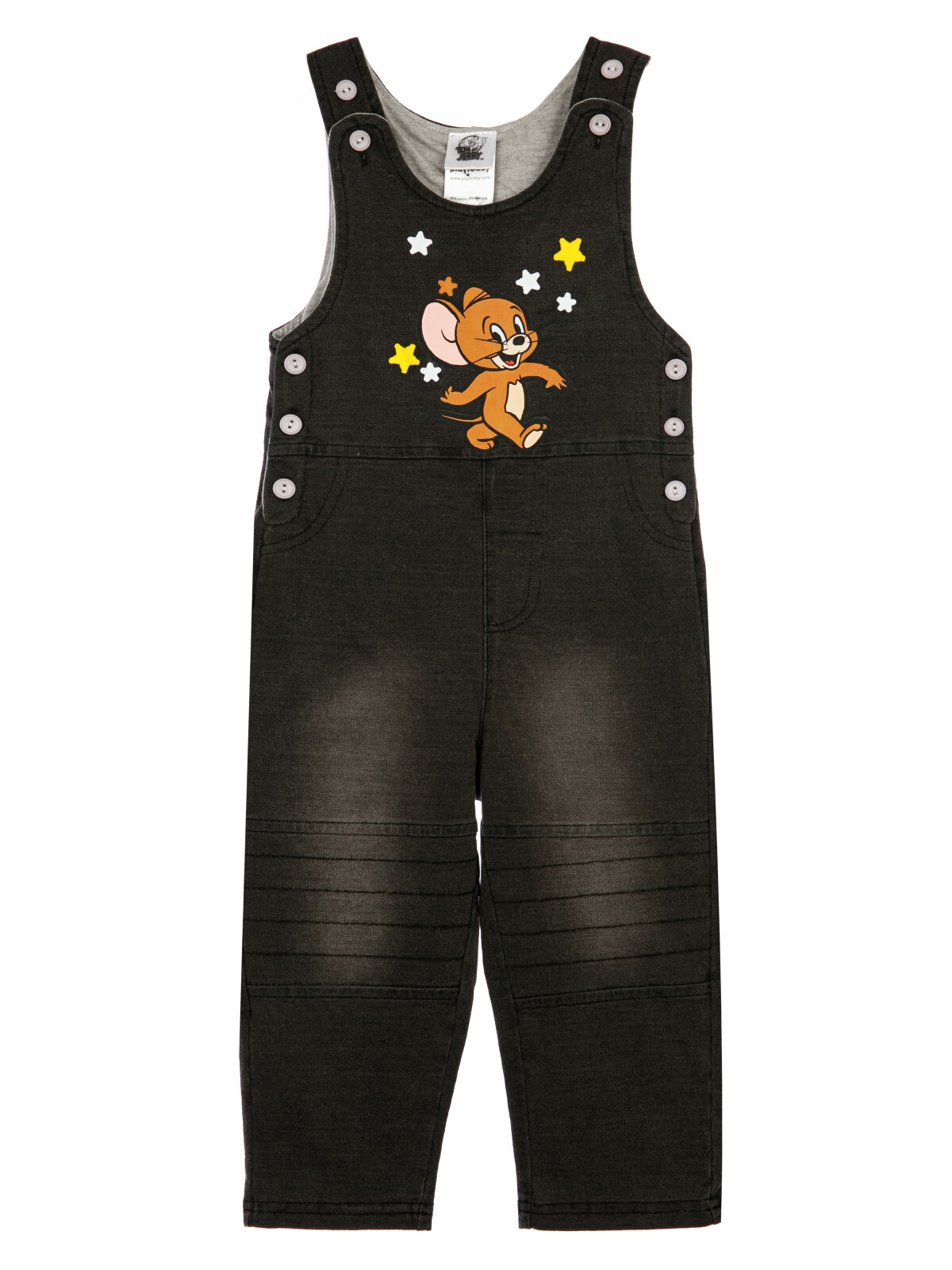 Комбинезон детский текстильный джинсовый для мальчиков PlayToday, черный,цветной, 92