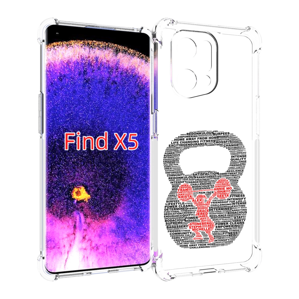 

Чехол MyPads бодибилдинг гиря из слов для Oppo Find X5, Прозрачный, Tocco