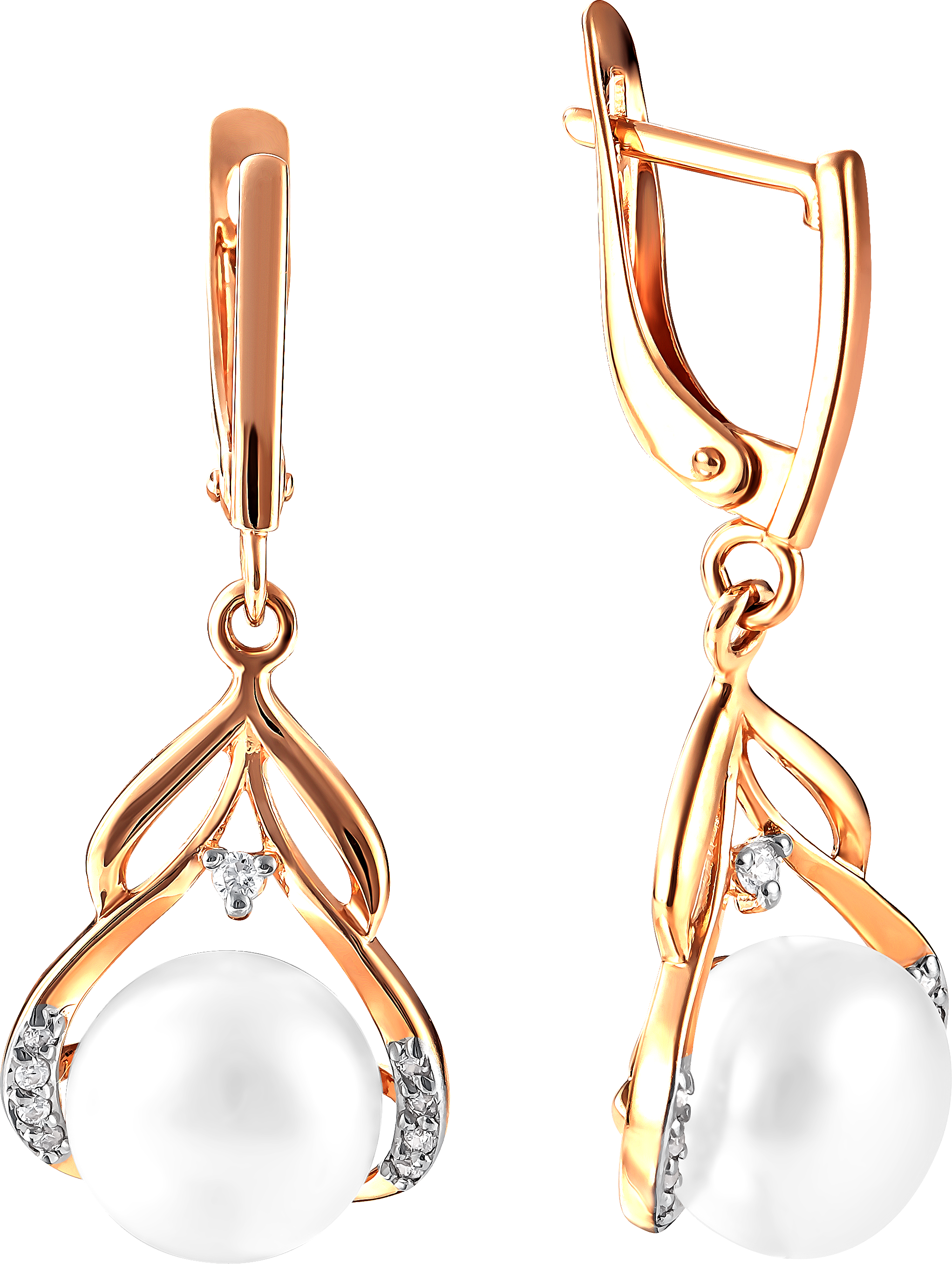 

Серьги женские из золота Примаэксклюзив 290-1-959Р, жемчуг/фианит, 290-1-959Р
