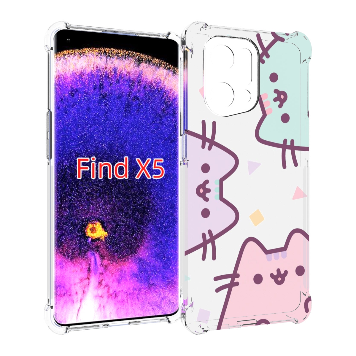 

Чехол MyPads котики зеленый фиолетовый розовый женский для Oppo Find X5, Прозрачный, Tocco