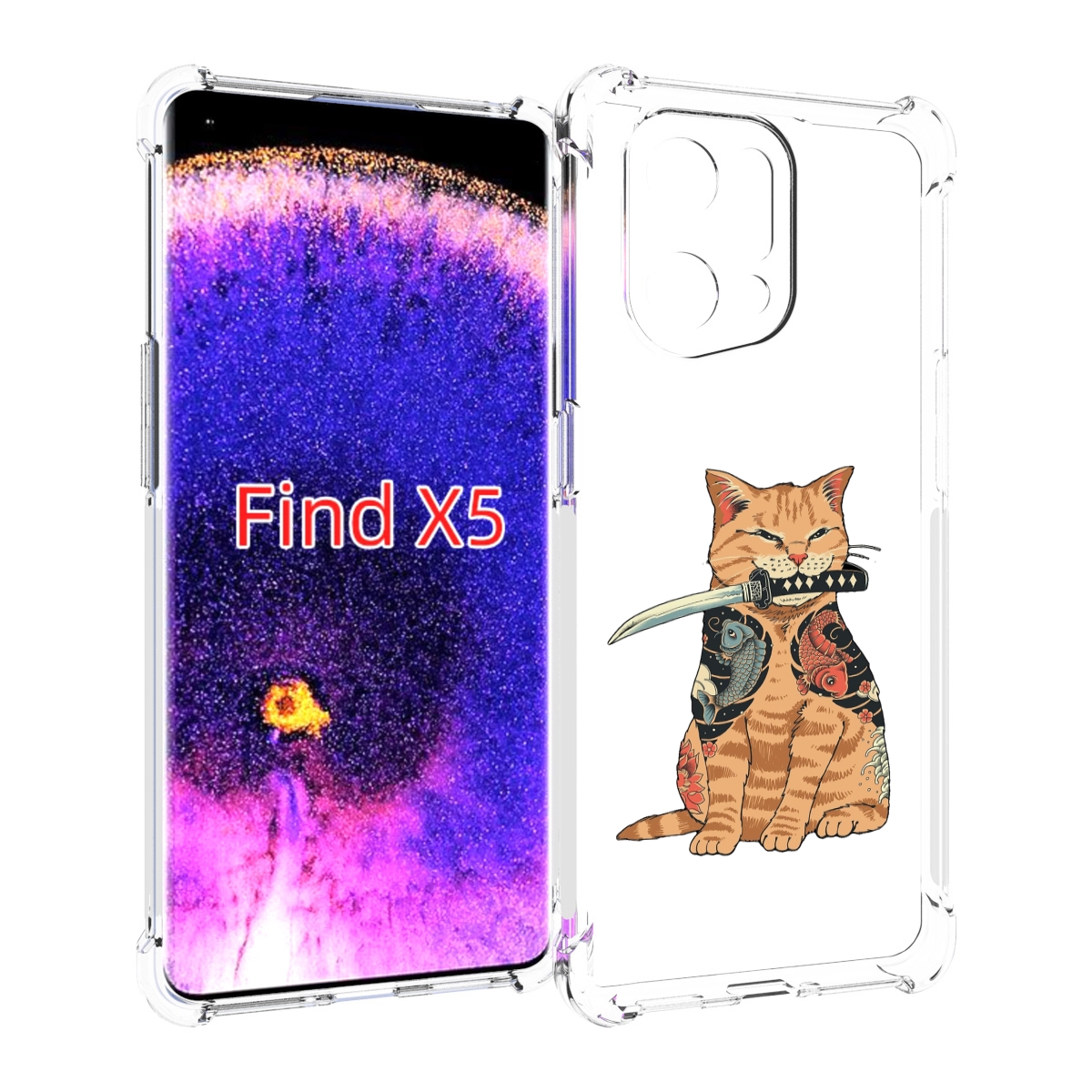 

Чехол MyPads кот-с-катаной для Oppo Find X5, Прозрачный, Tocco