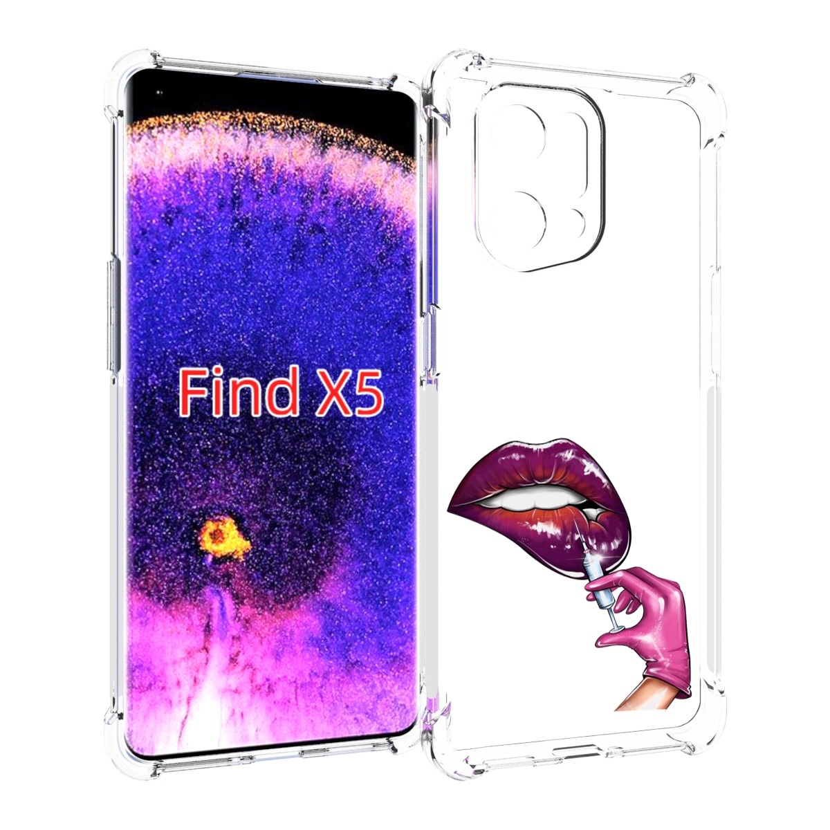 

Чехол MyPads качаем-губы для Oppo Find X5, Прозрачный, Tocco