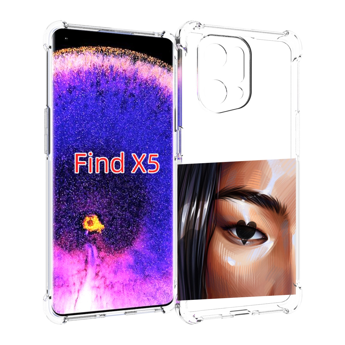 

Чехол MyPads зрачок-сердце женский для Oppo Find X5, Прозрачный, Tocco