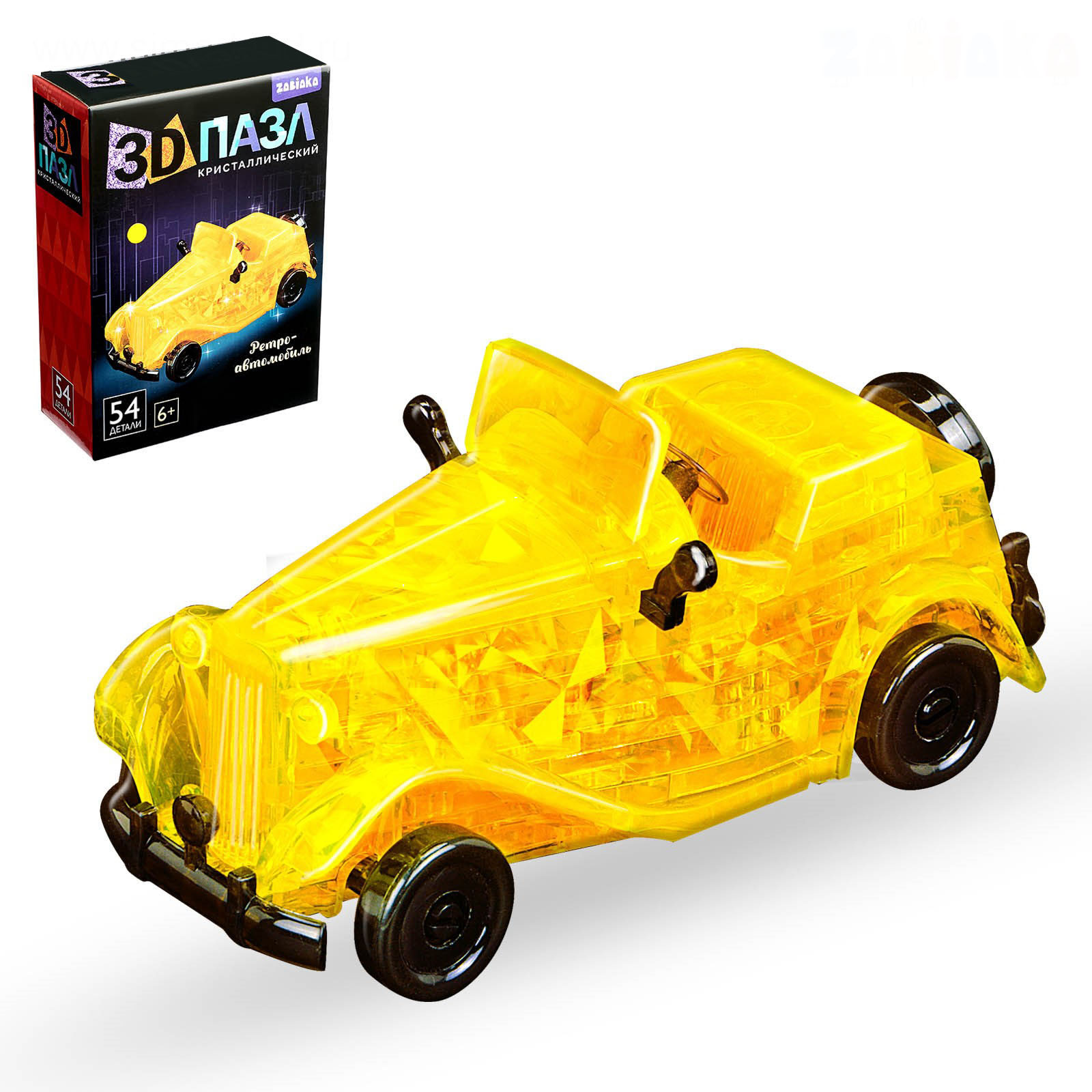 Пазл Забияка 3D кристаллический Ретро-автомобиль, 54 детали в ассортименте 1025225