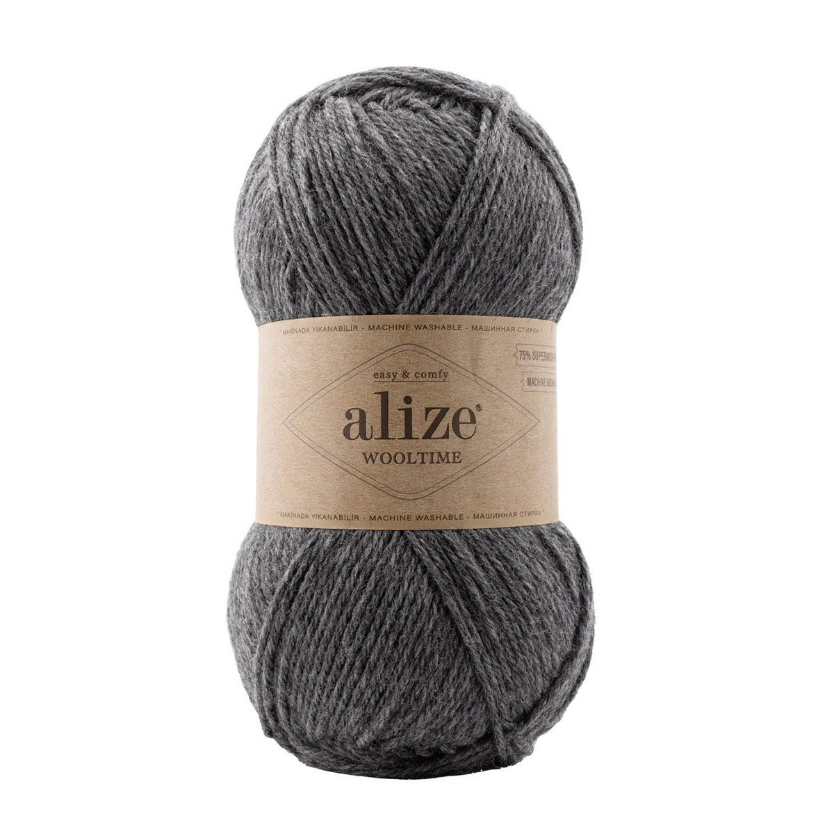 фото Пряжа alize wooltime 200м. (75% sw шерсть, 25% полиамид) (182 средне-серый меланж)