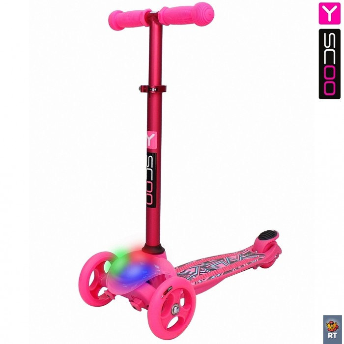 

Детский самокат Y-SCOO RT Trio Diamond 120 Kaleidoscope со светящейся платформой Pink
