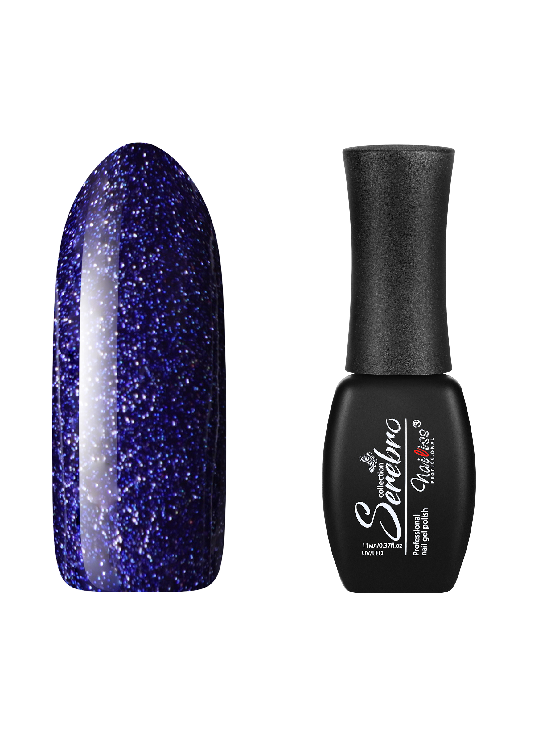 Гель-лак для ногтей Serebro с блестками, насыщенный, плотный, синий фиолетовый, 11 мл антифриз лобридный carville racing флуоресцентный 40°с фиолетовый готовый 60 л 64 кг