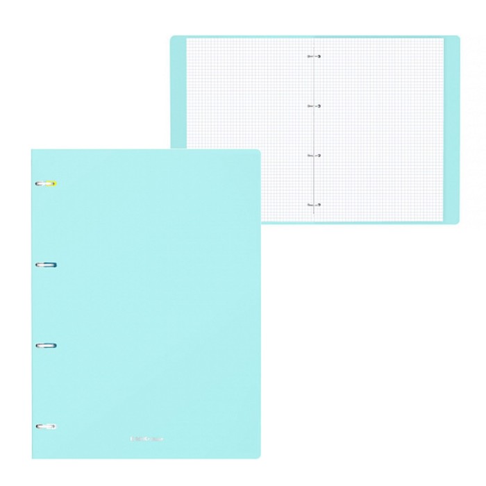 

Тетрадь на кольцах А4 80 л в клетку ErichKrause "Pastel Mint" пластиковая обложка блок …
