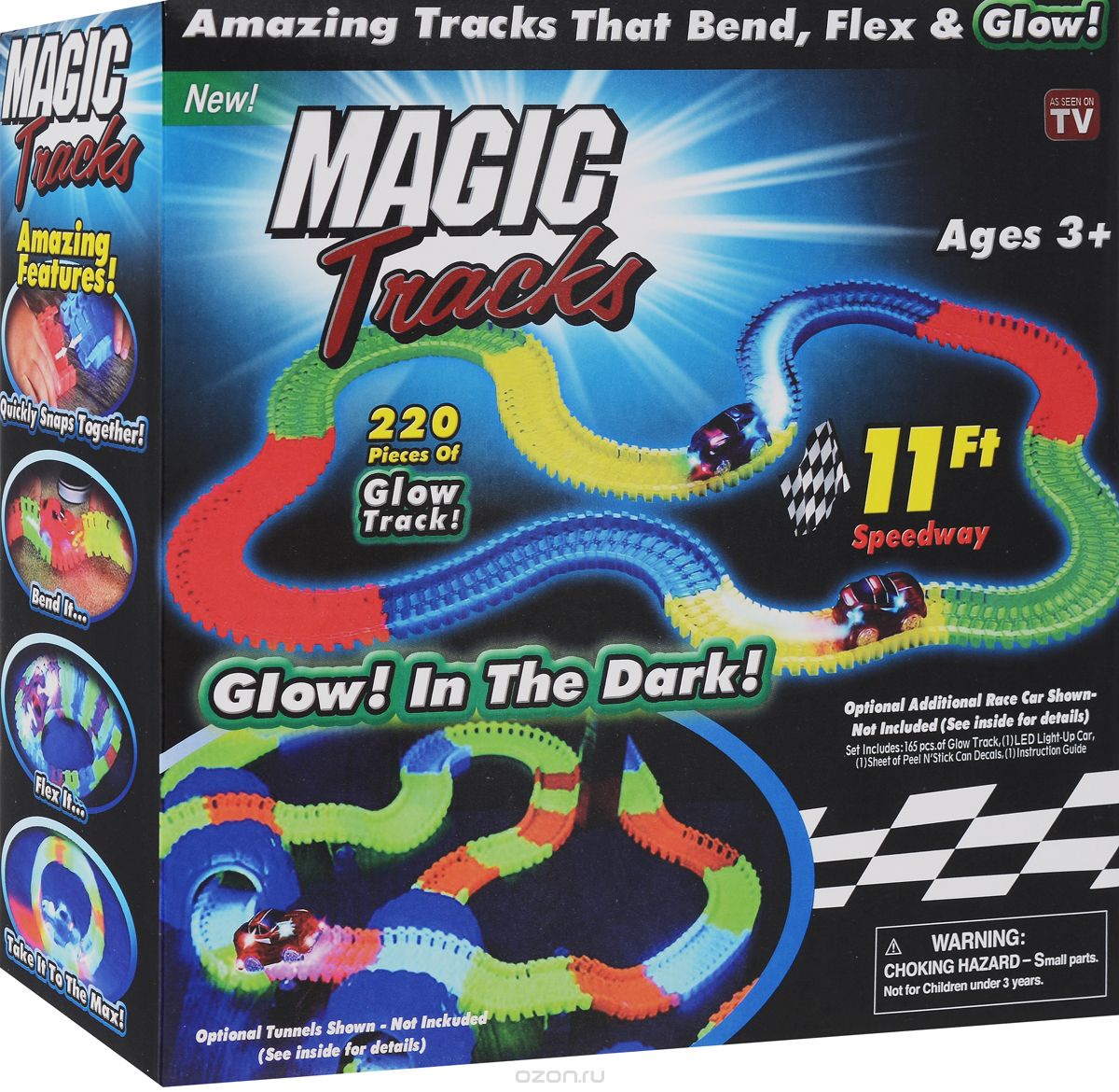 Светящийся гибкий трек MAGIC TRACKS 220 деталей herma наклейки magic маленькие монстры с глазками