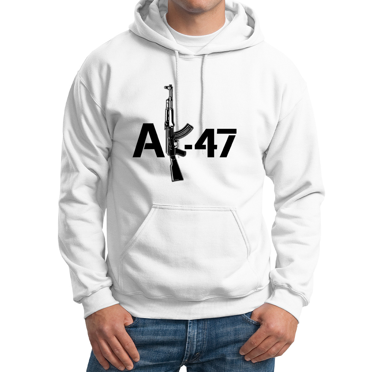 

Худи унисекс CoolPodarok Ак47 белое 52 RU, Белый, M0113566