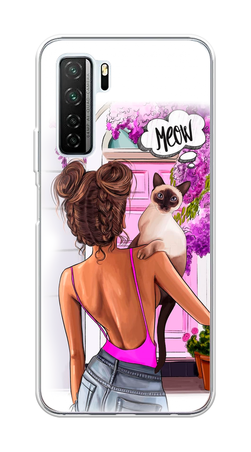 

Чехол Awog на Honor 30S (Global) "Девушка с кошкой", Розовый;коричневый, 6102850-7