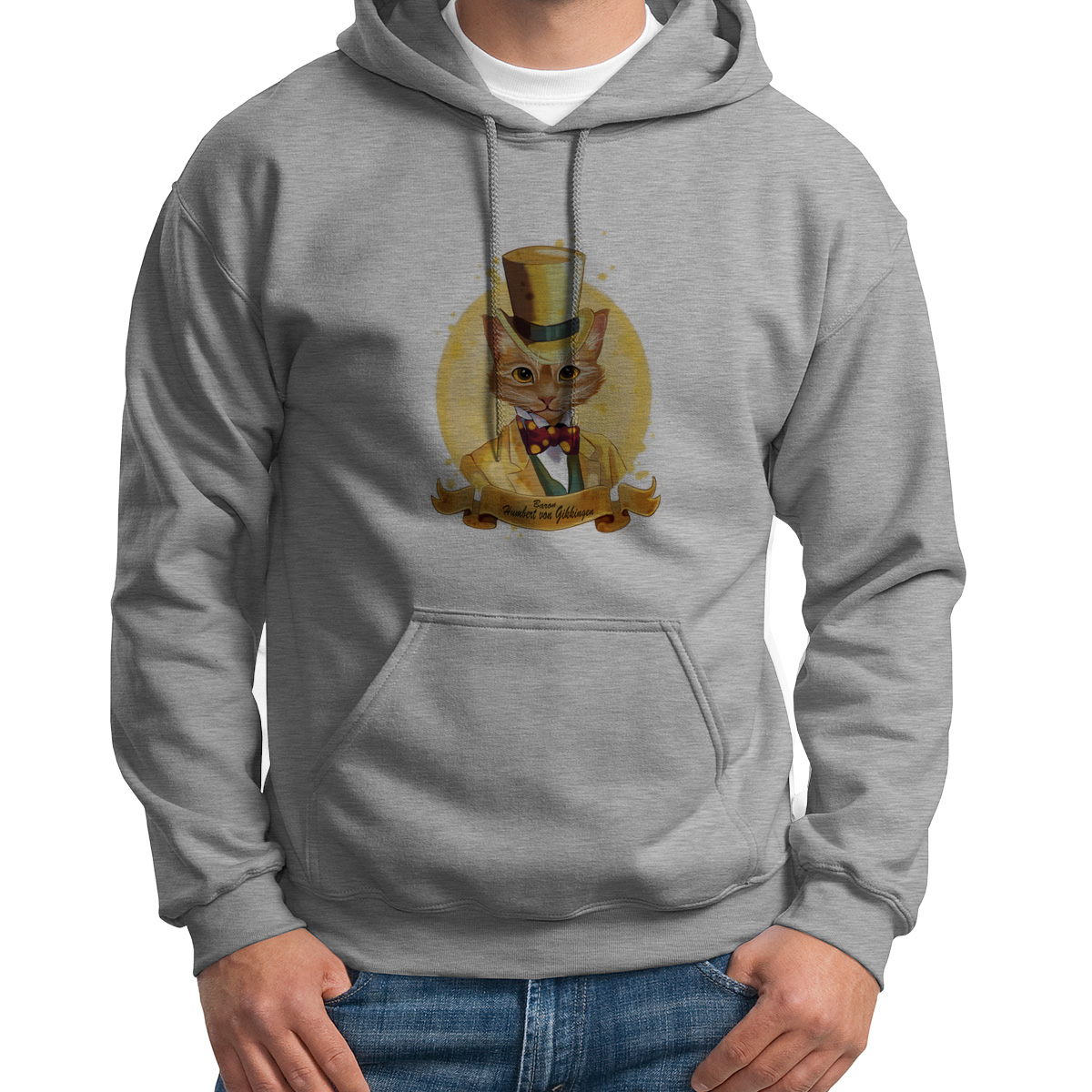 

Худи унисекс CoolPodarok Животные Кот барон серое 44 RU, 4S015611