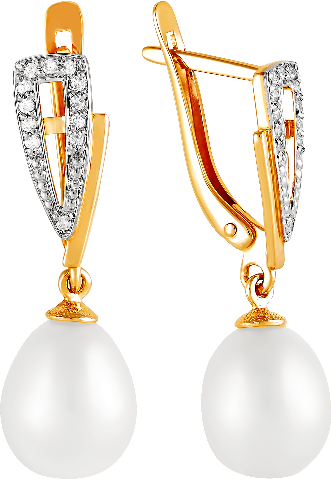 

Серьги женские из золота Примаэксклюзив 290-1-702Р, жемчуг/фианит, 290-1-702Р
