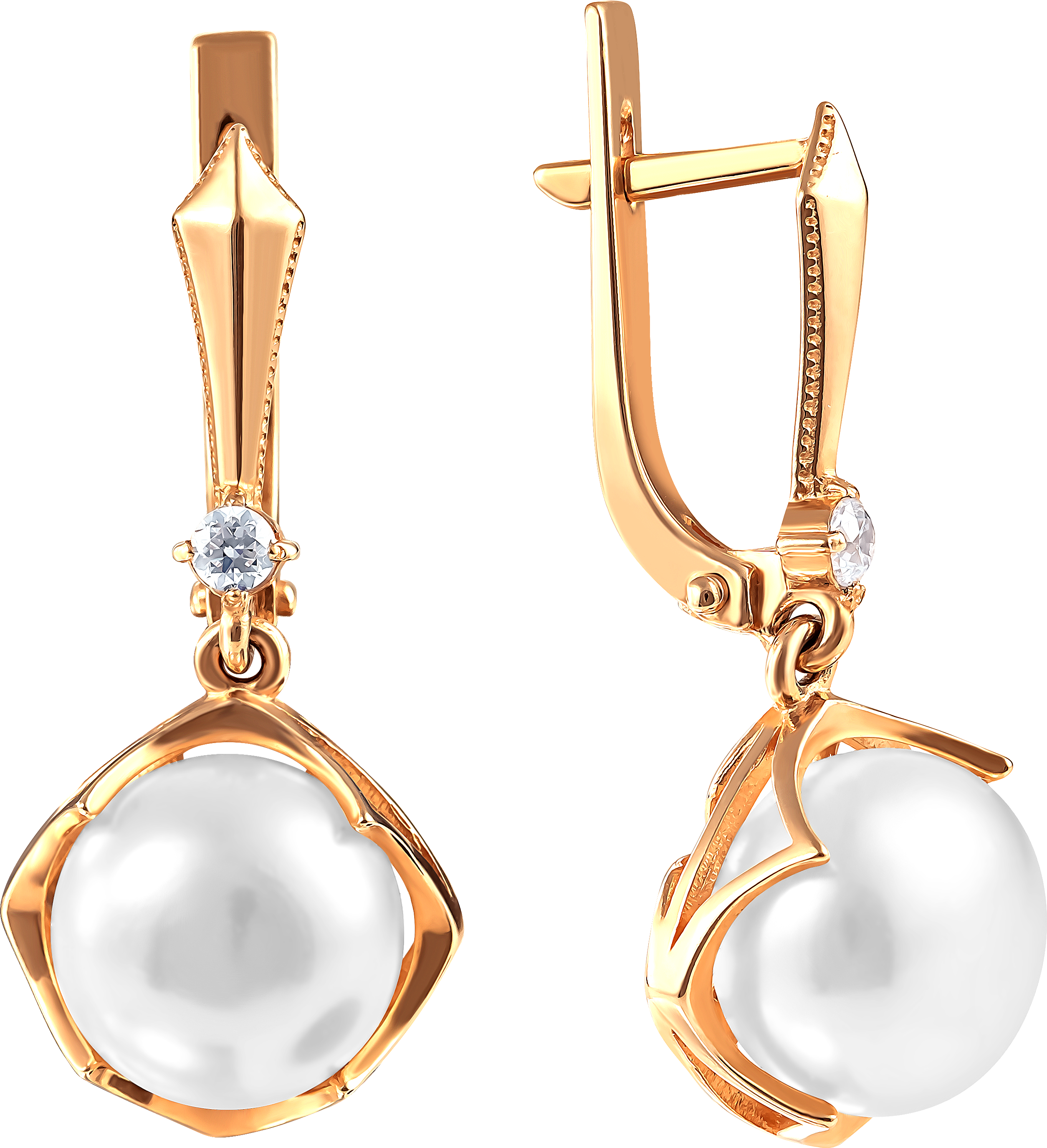 

Серьги женские из золота Примаэксклюзив СЛ8071, жемчуг/фианит, СЛ8071