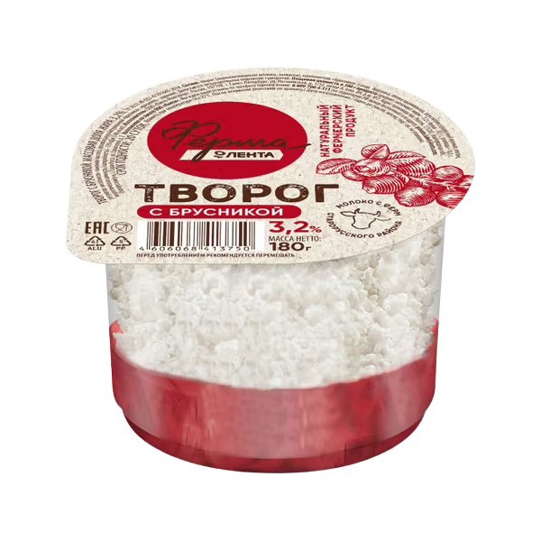 

Творог Лента Ферма с брусникой 3,2% БЗМЖ 180 г