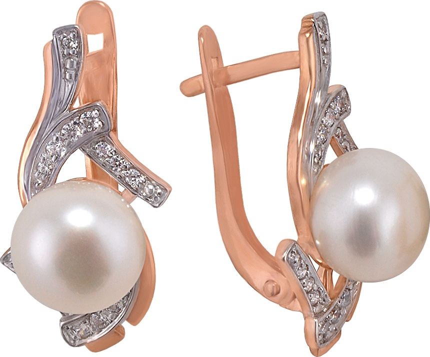 

Серьги женские из золота Примаэксклюзив СЛ7088, жемчуг/фианит, СЛ7088