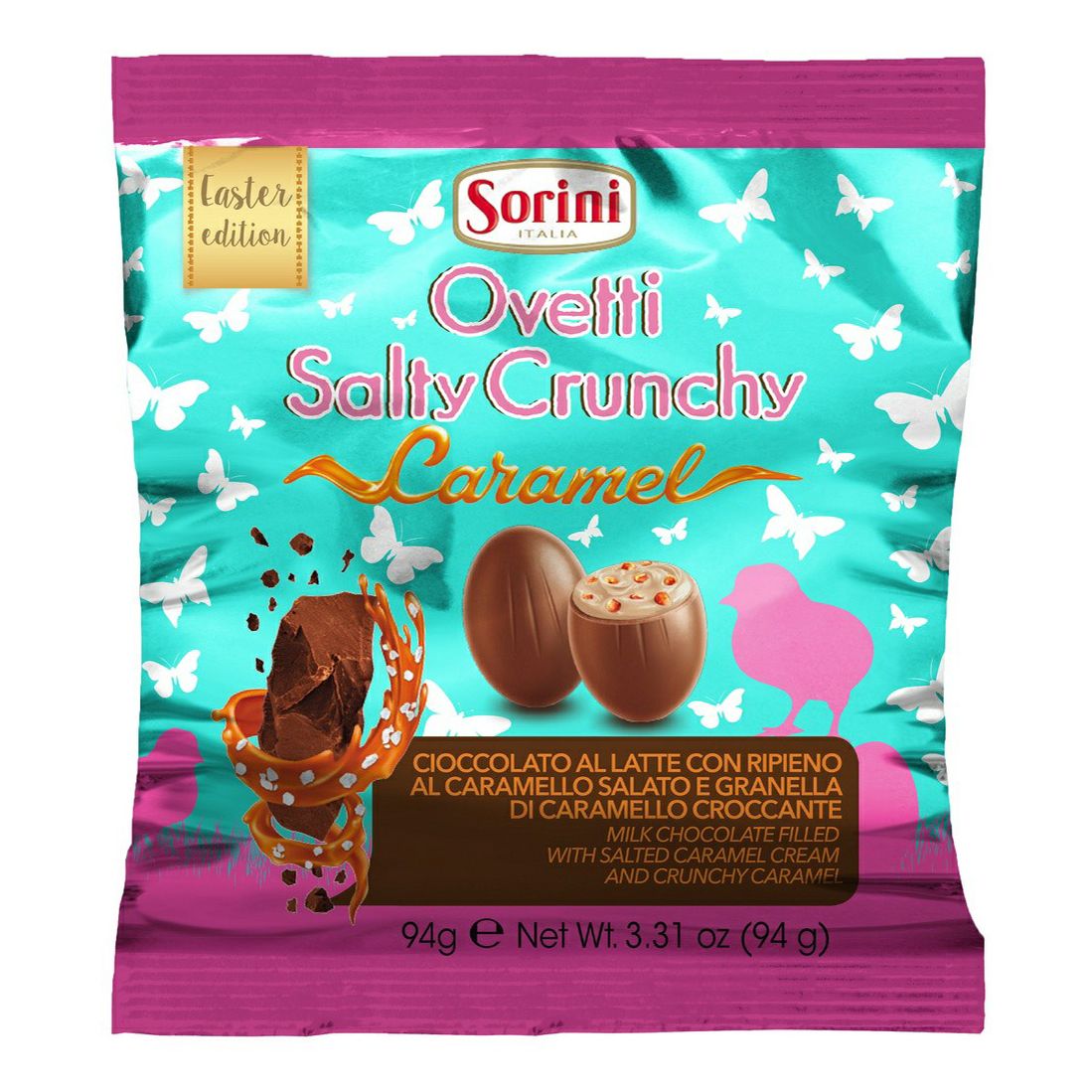 Конфеты шоколадные Sorini Ovetti Salty Crunchy Caramel 90 г