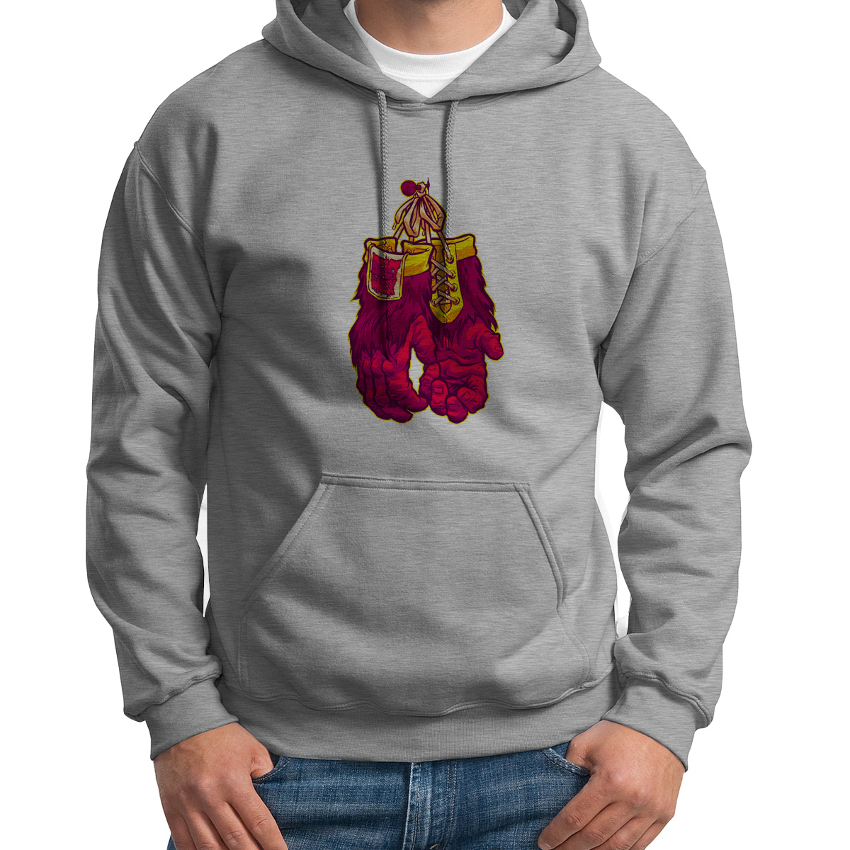 

Худи унисекс CoolPodarok Животные Перчатки зверя серое 44 RU, 4S015588