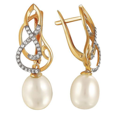 

Серьги женские из золота Примаэксклюзив 290-1-433Р, жемчуг/фианит, 290-1-433Р