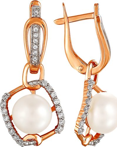 

Серьги женские из золота Примаэксклюзив 290-1-446Р, жемчуг/фианит, 290-1-446Р