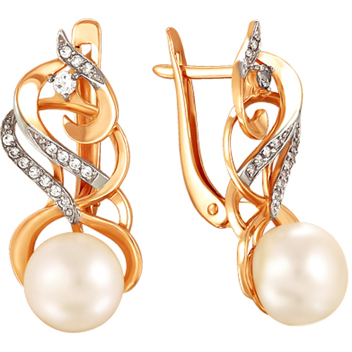 

Серьги женские из золота Примаэксклюзив 290-1-449Р, жемчуг/фианит, 290-1-449Р