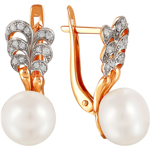 

Серьги женские из золота Примаэксклюзив 290-1-435Р, жемчуг/фианит, 290-1-435Р