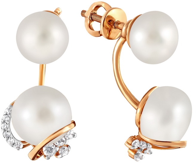 

Серьги женские из золота Примаэксклюзив 290-1-548Р, жемчуг/фианит, 290-1-548Р