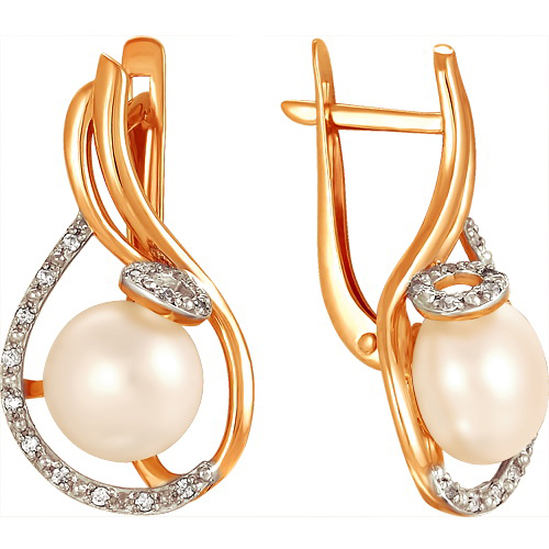 

Серьги женские из золота Примаэксклюзив 290-1-427Р, жемчуг/фианит, 290-1-427Р
