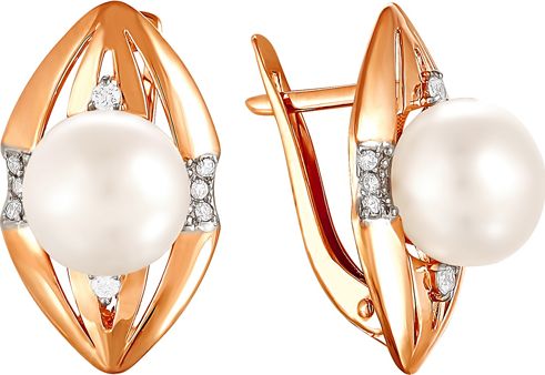 

Серьги женские из золота Примаэксклюзив 290-1-480Р, жемчуг/фианит, 290-1-480Р