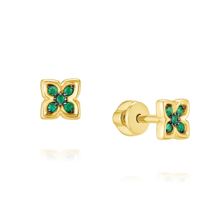 

Серьги пусеты из желтого золота ADAMAS 21041092/01-А55ДЧ-543, изумруд, 21041092/01-А55ДЧ-543