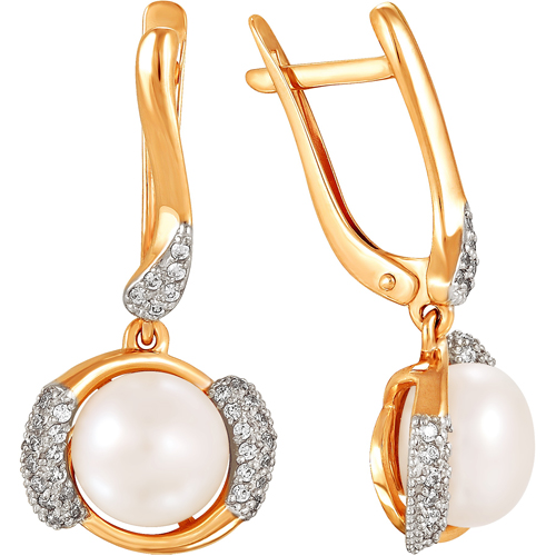 

Серьги женские из золота Примаэксклюзив 290-1-442Р, жемчуг/фианит, 290-1-442Р