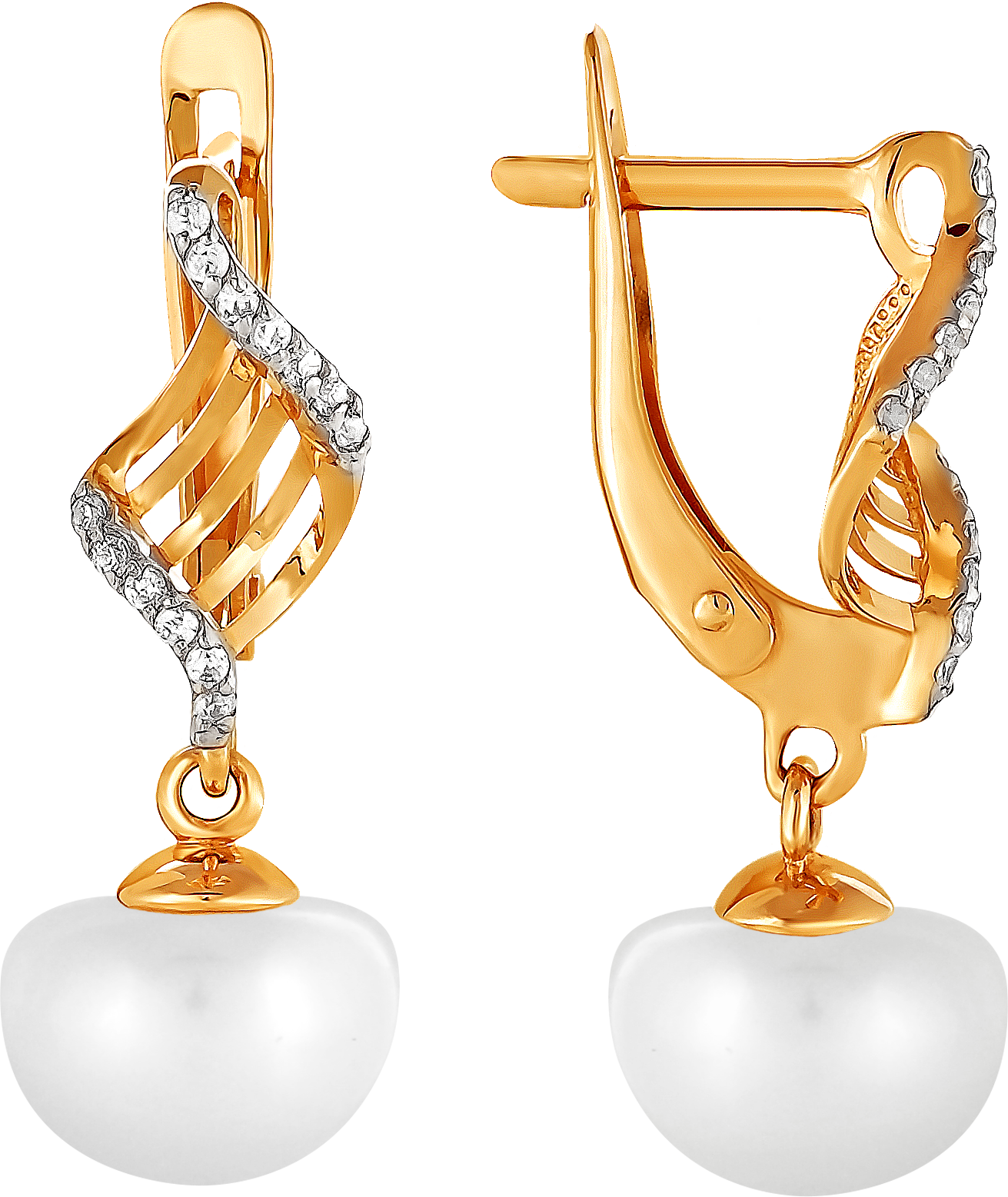 

Серьги женские из золота Примаэксклюзив 290-1-574Р, жемчуг/фианит, 290-1-574Р