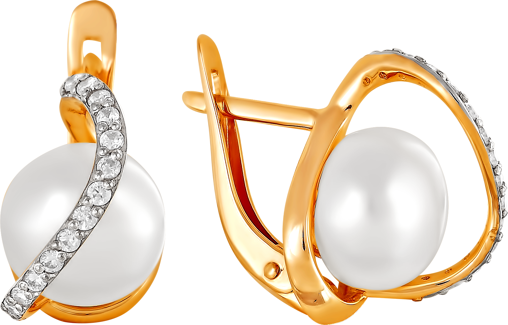 

Серьги женские из золота Примаэксклюзив 290-1-640Р, жемчуг/фианит, 290-1-640Р
