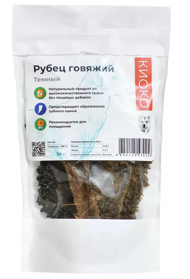 

Лакомство для собак Киоко, рубец говяжий, темный, 70г