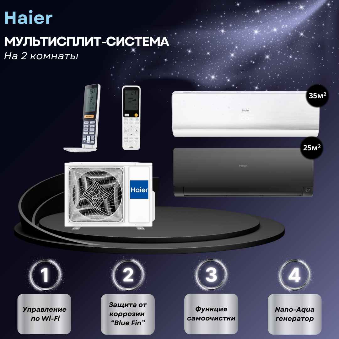 

Мульти сплит-система Haier AS12NS6ERA-W + AS25S2SF2FA-B / 2U40S2SM1FA c Wi-Fi ESP32, AS12NS6ERA-W + AS25S2SF2FA-B / 2U40S2SM1FA c Wi-Fi ESP32