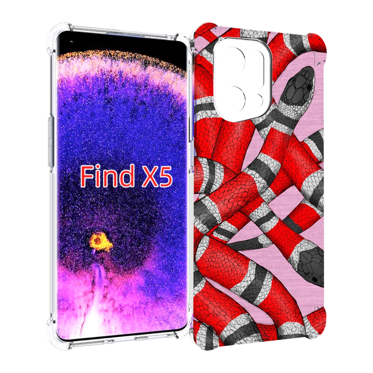 

Чехол MyPads змея-красно-черно-белый для Oppo Find X5, Прозрачный, Tocco