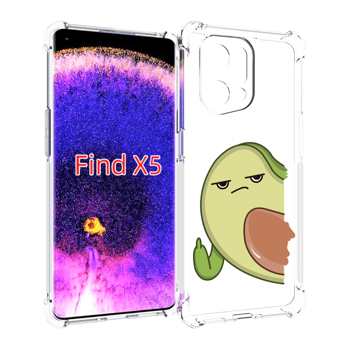 

Чехол MyPads злой-авокадо для Oppo Find X5, Прозрачный, Tocco