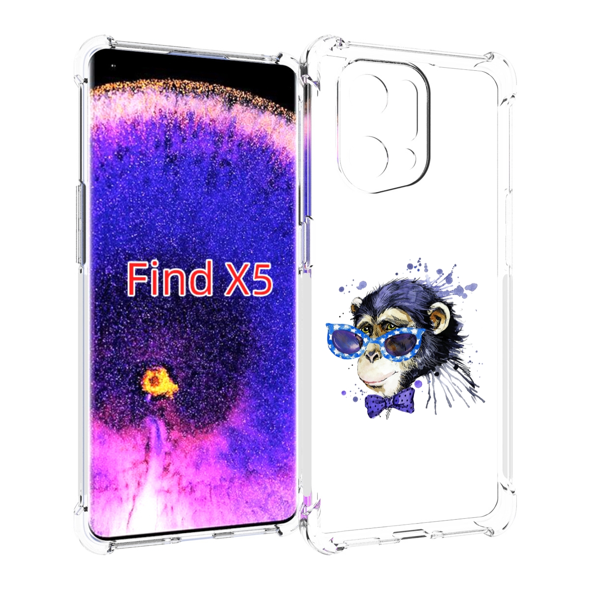 Чехол MyPads акварельная обезьяна для Oppo Find X5
