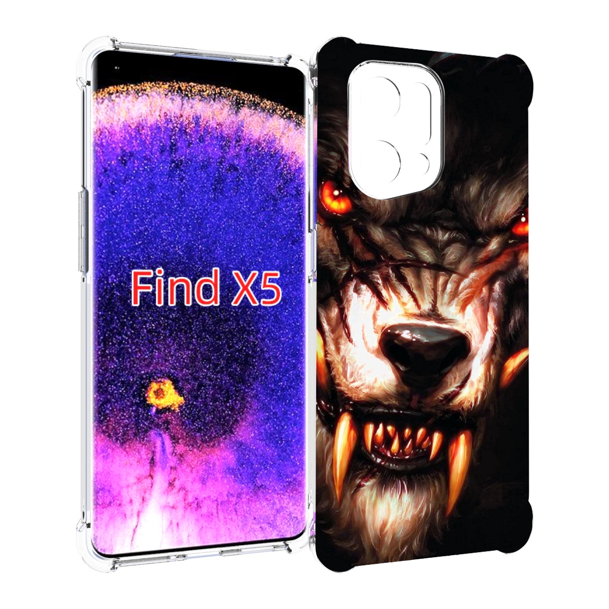 

Чехол MyPads злой голодный волк мужской для Oppo Find X5, Прозрачный, Tocco